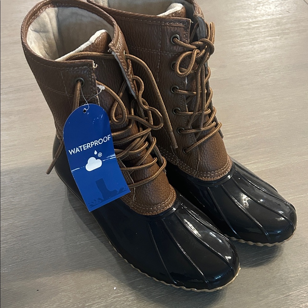 Brown‎ and Tan Waterproof Duck Boots